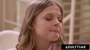 ADULT TIME - Nasty Stepsister Coco Lovelock Has First SQUIRTING ORGASM From Stepbro! FULL SCENE!