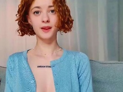 Sexy amateur redhead teen double dildo action