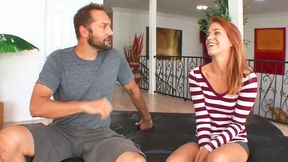 painel de led para jogos - Hot Tight Pussy Redhead Slut gets fucked by Old Guy to give all his cum in her pretty mouth after Blowjob and Handjob