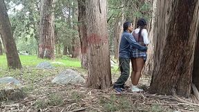 Old farmer pleases young student in the countryside