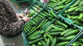 The Largest Cucumber Will Penetrate My Kinky Friend's Moist Pussy&#x270C; Today - Fetish Plant Dildo Play POV