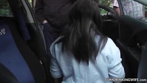 Wife Pleases The Boys And Drinks Cum